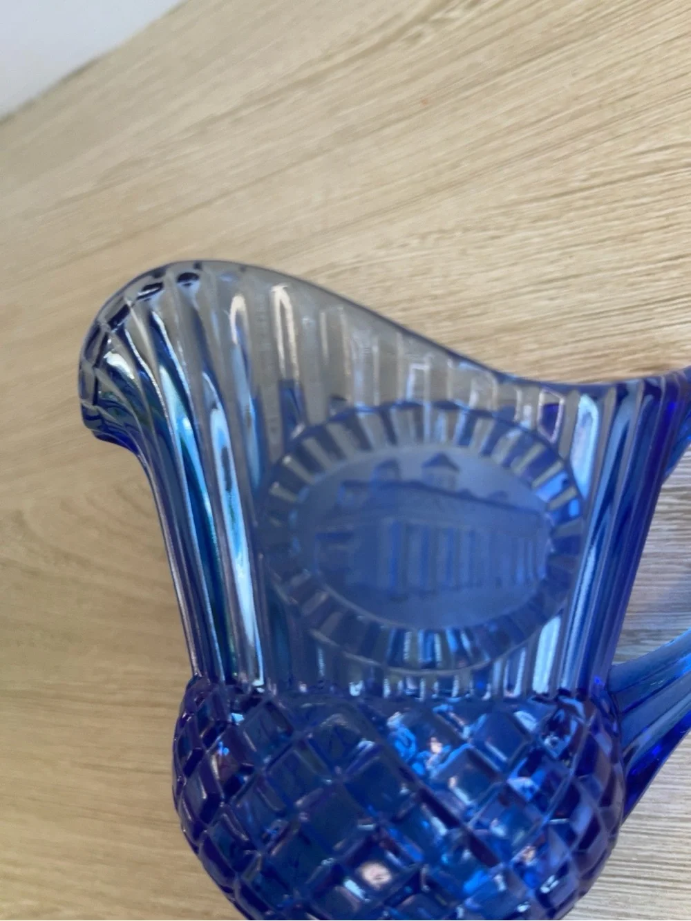 Vintage Avon Fostoria Cobalt Blue Mount Vernon Creamer Pitcher Pedestal 5.5”
